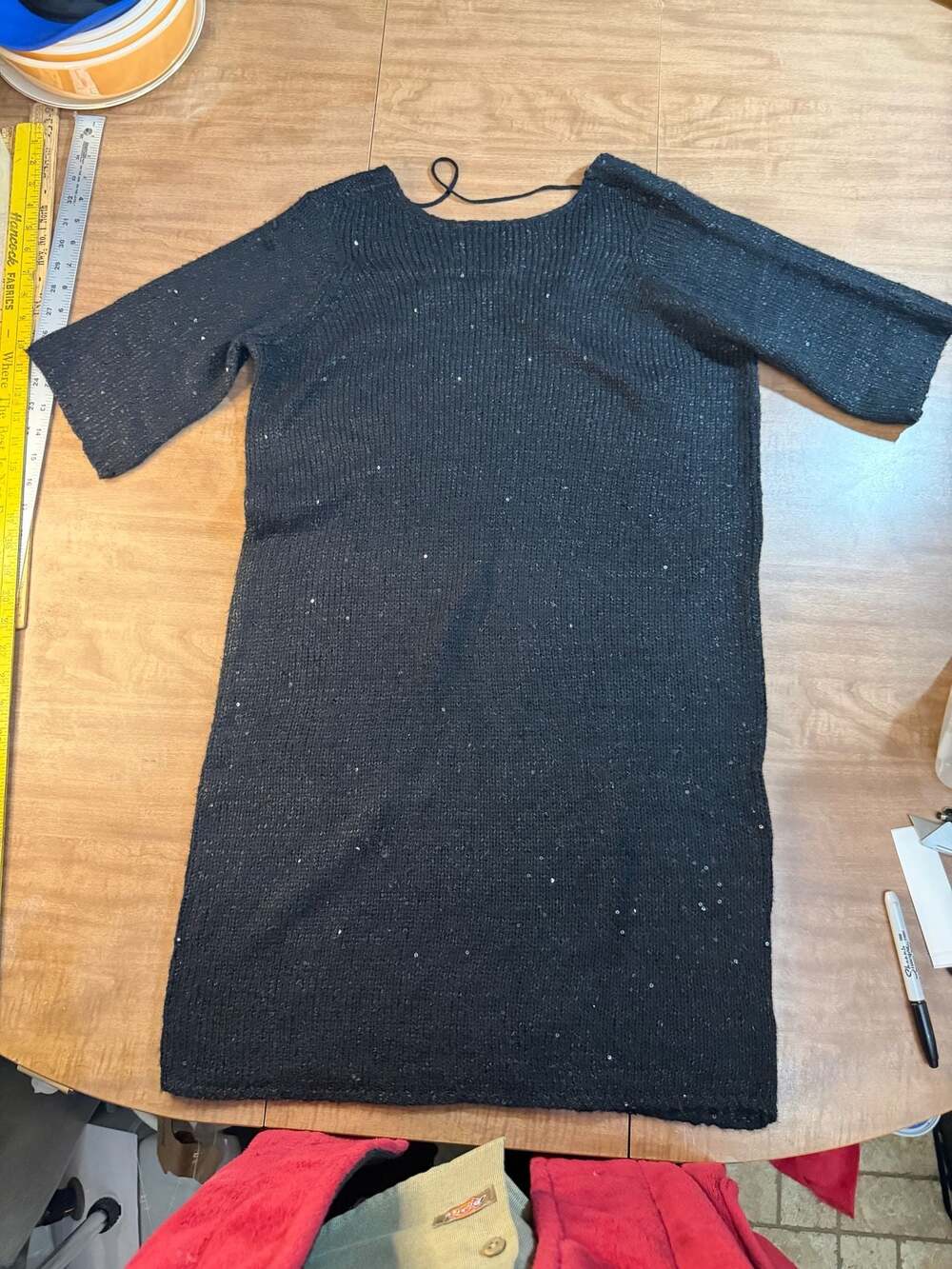 Vero Moda Black Knitted Sequin Shift Dress Size Small